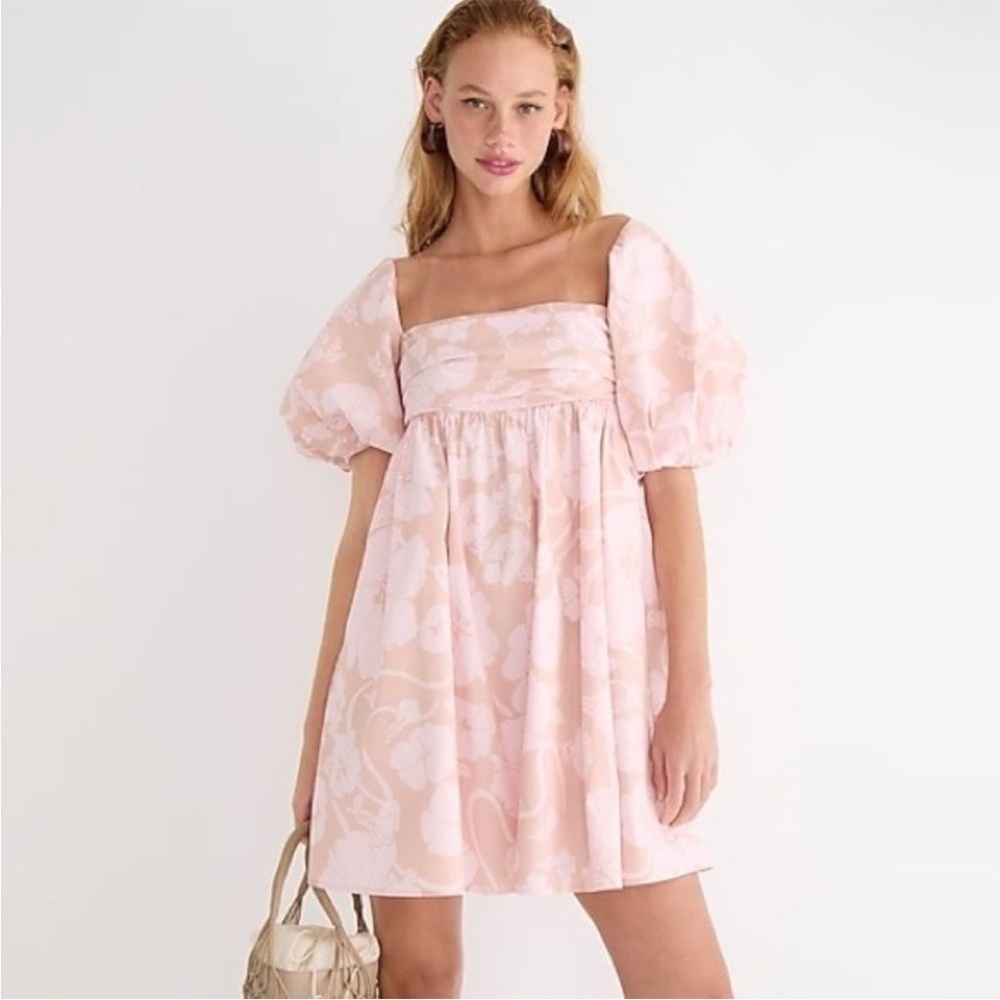 J. Crew Collection Puff-Sleeve Babydoll Mini Dress In Windswept Floral Size 10